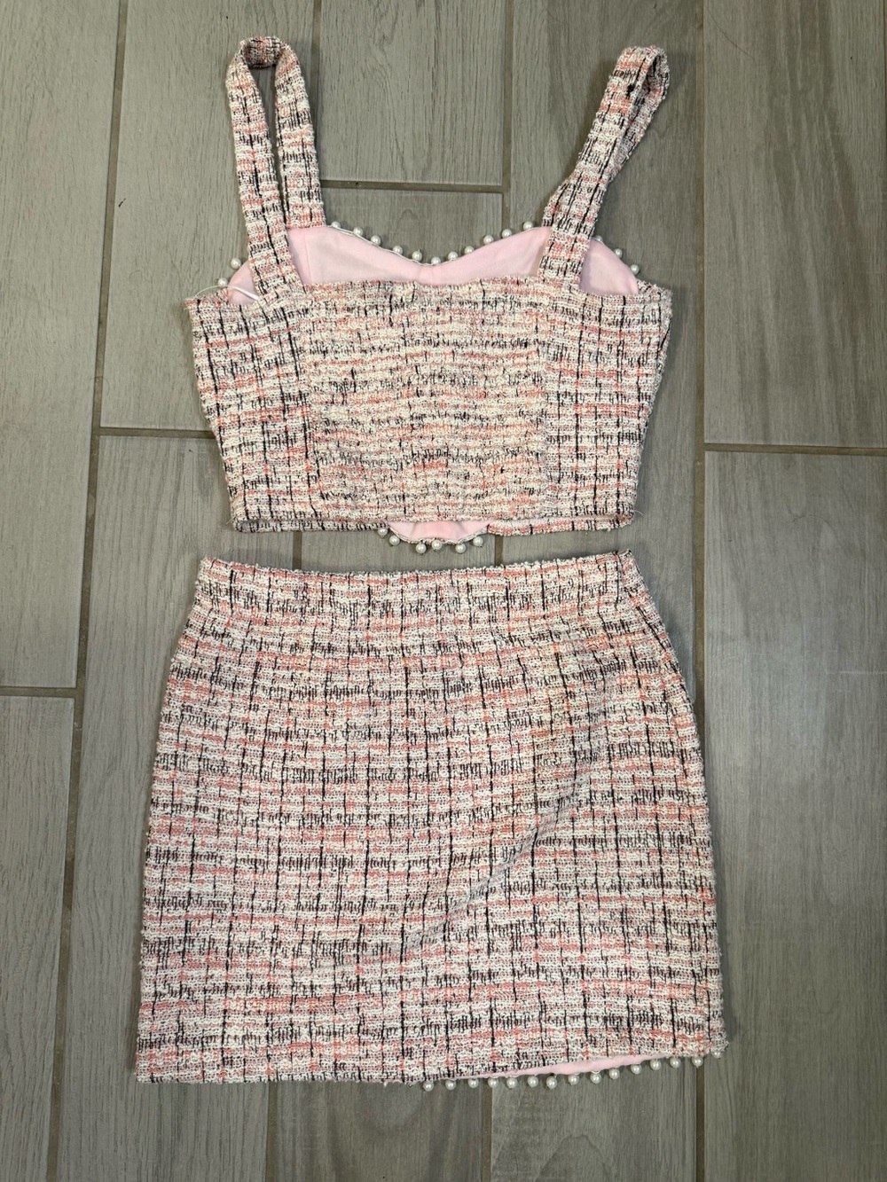 Thirty Thirty Pink Tweed Mini Skirt - Feminine High-Waist Mini - Picture 6 of 8